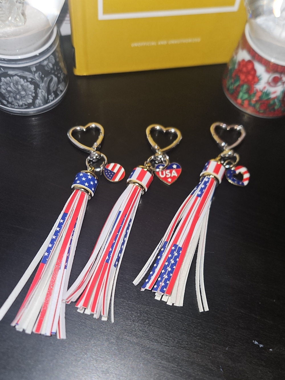 Patriotic USA Flag Tassel Keychains Nwot